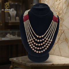 Graceful 5-Layered Red & Golden Bridal Mala