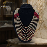 Royal 7-Layered Red & Golden Bridal Mala