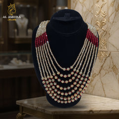 Royal 7-Layered Red & Golden Bridal Mala